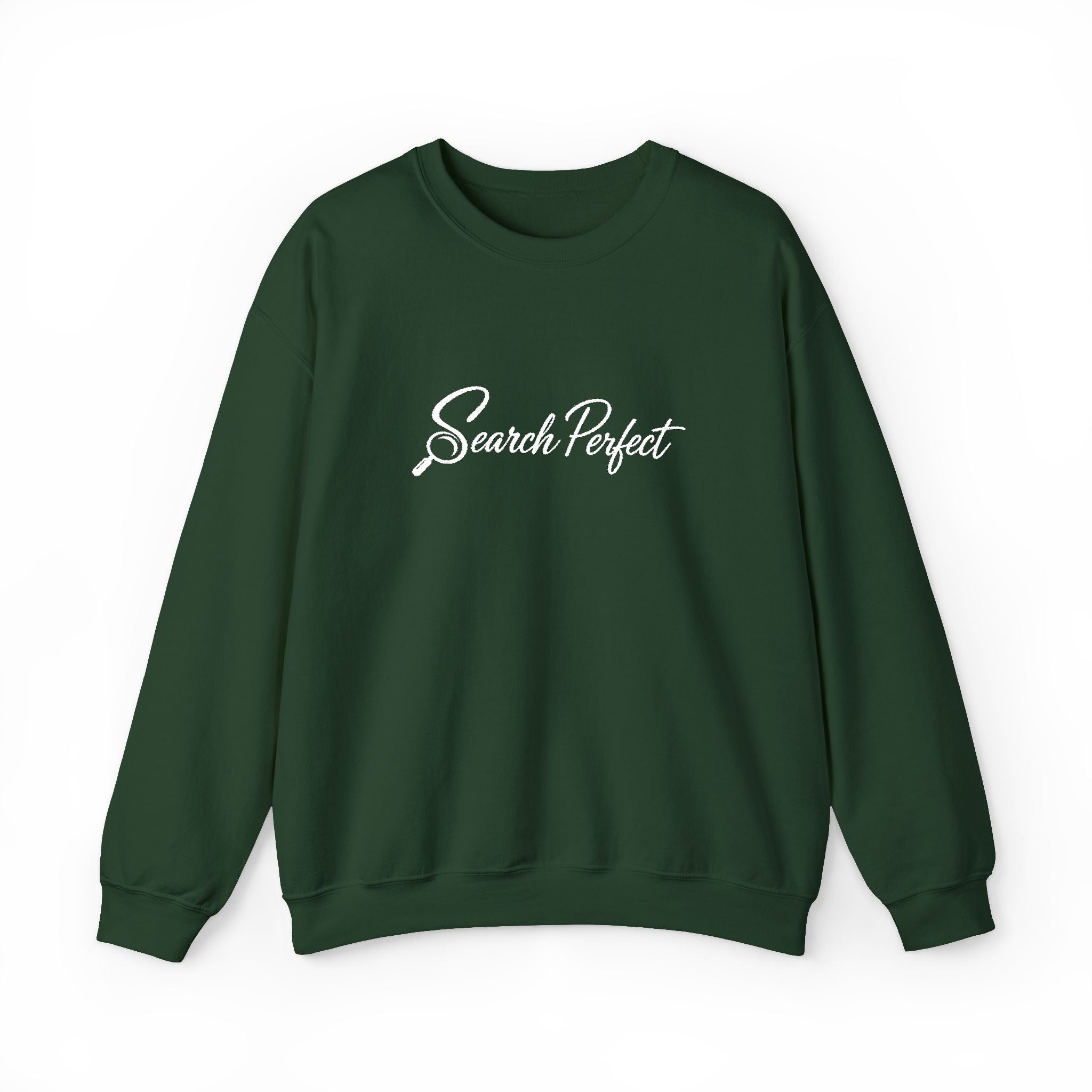 Crewneck Sweatshirt - Search Perfect White Logo Casual Pullover