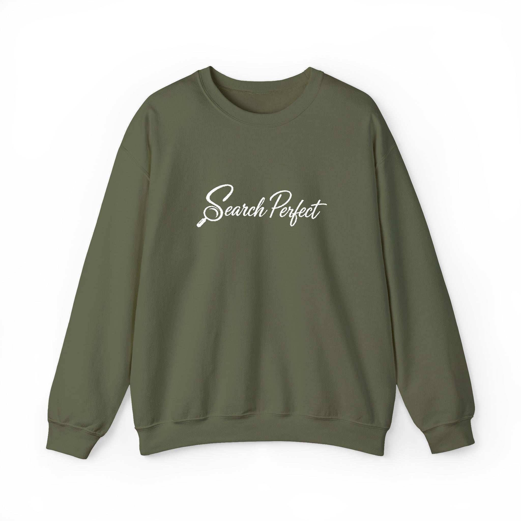Crewneck Sweatshirt - Search Perfect White Logo Casual Pullover