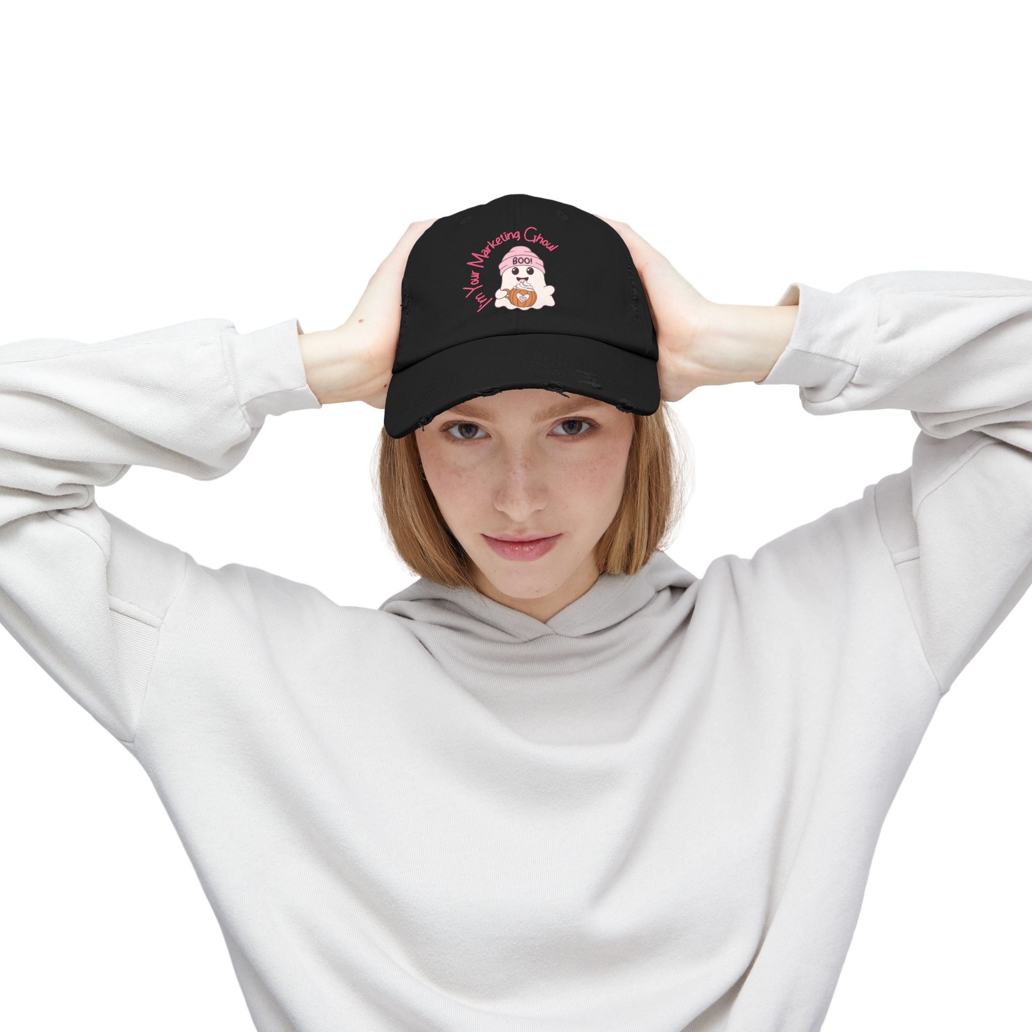 Unisex Distressed Cap – I'm Your Marketing Ghoul, Casual Hat for Creative Professionals, Gift for Marketers
