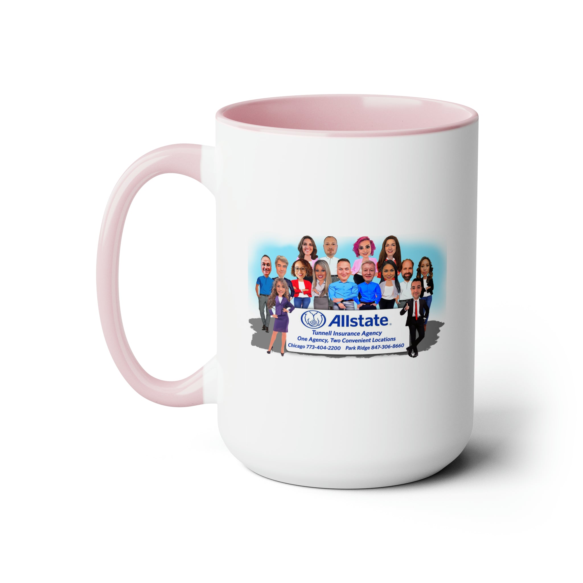 John Tunnell Agency  Caricature Two-Tone Coffee Mugs, 15oz - Team Photo