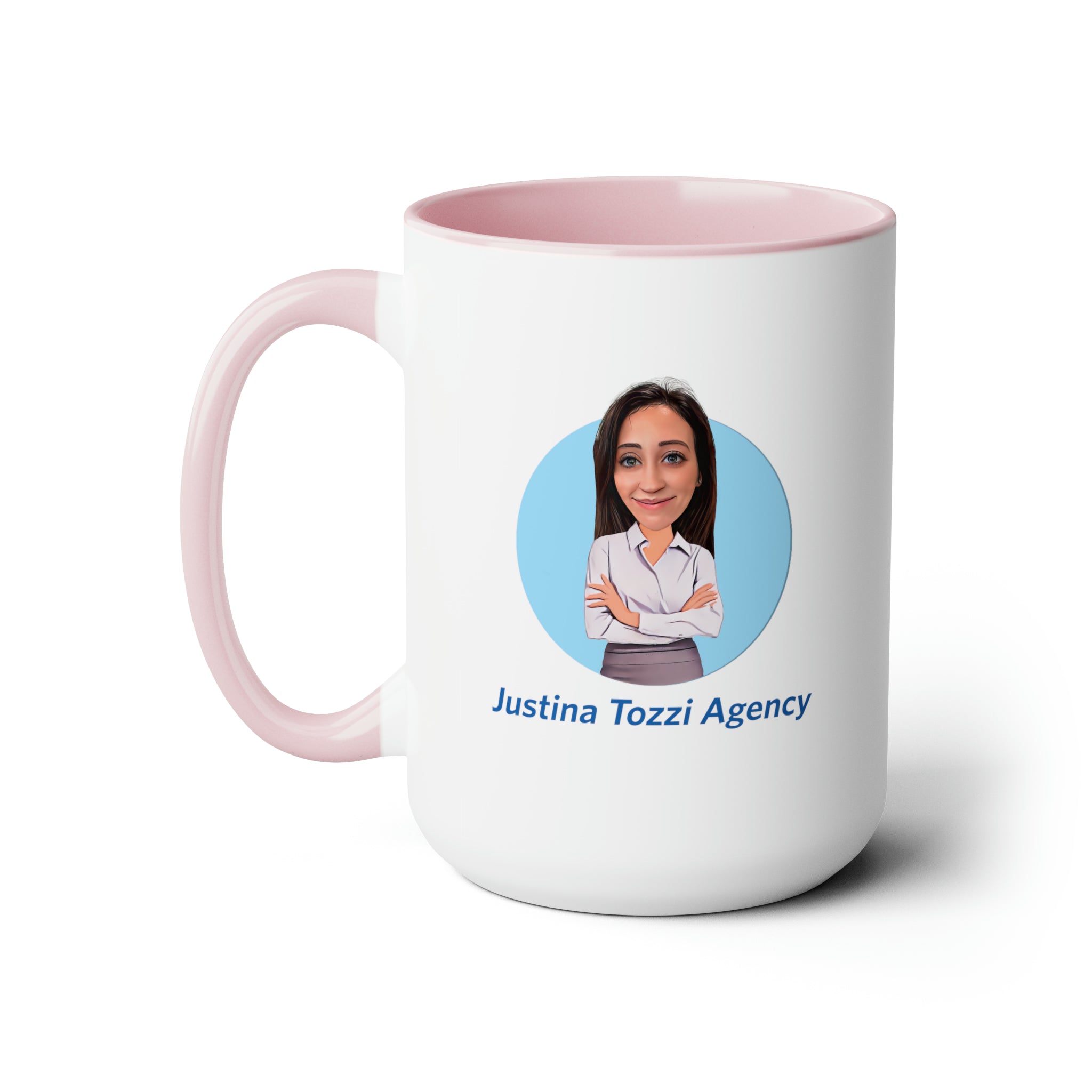 Justina Tozzi Agency Caricature Two-Tone Coffee Mugs, 15oz - Ashley