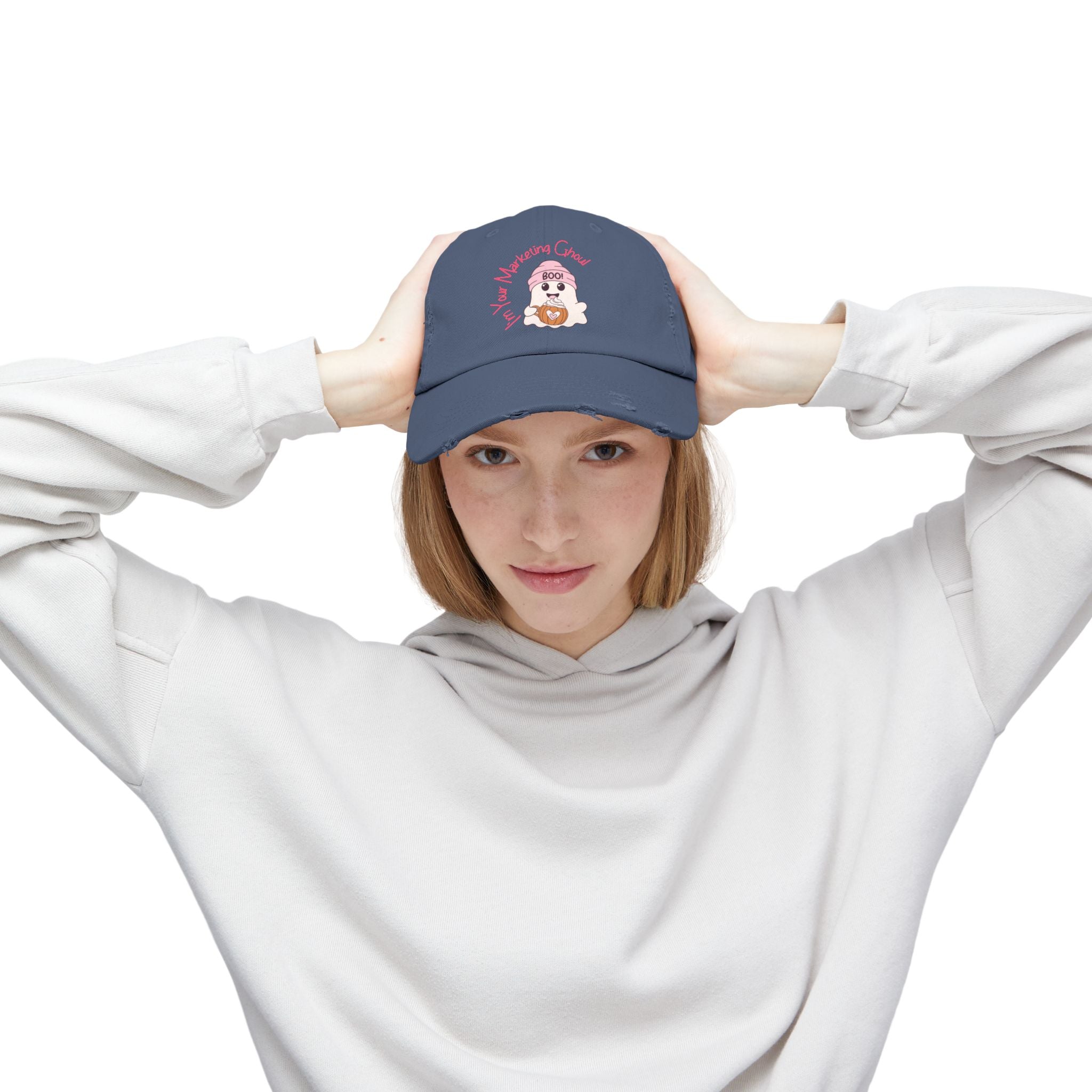 Unisex Distressed Cap – I'm Your Marketing Ghoul, Casual Hat for Creative Professionals, Gift for Marketers