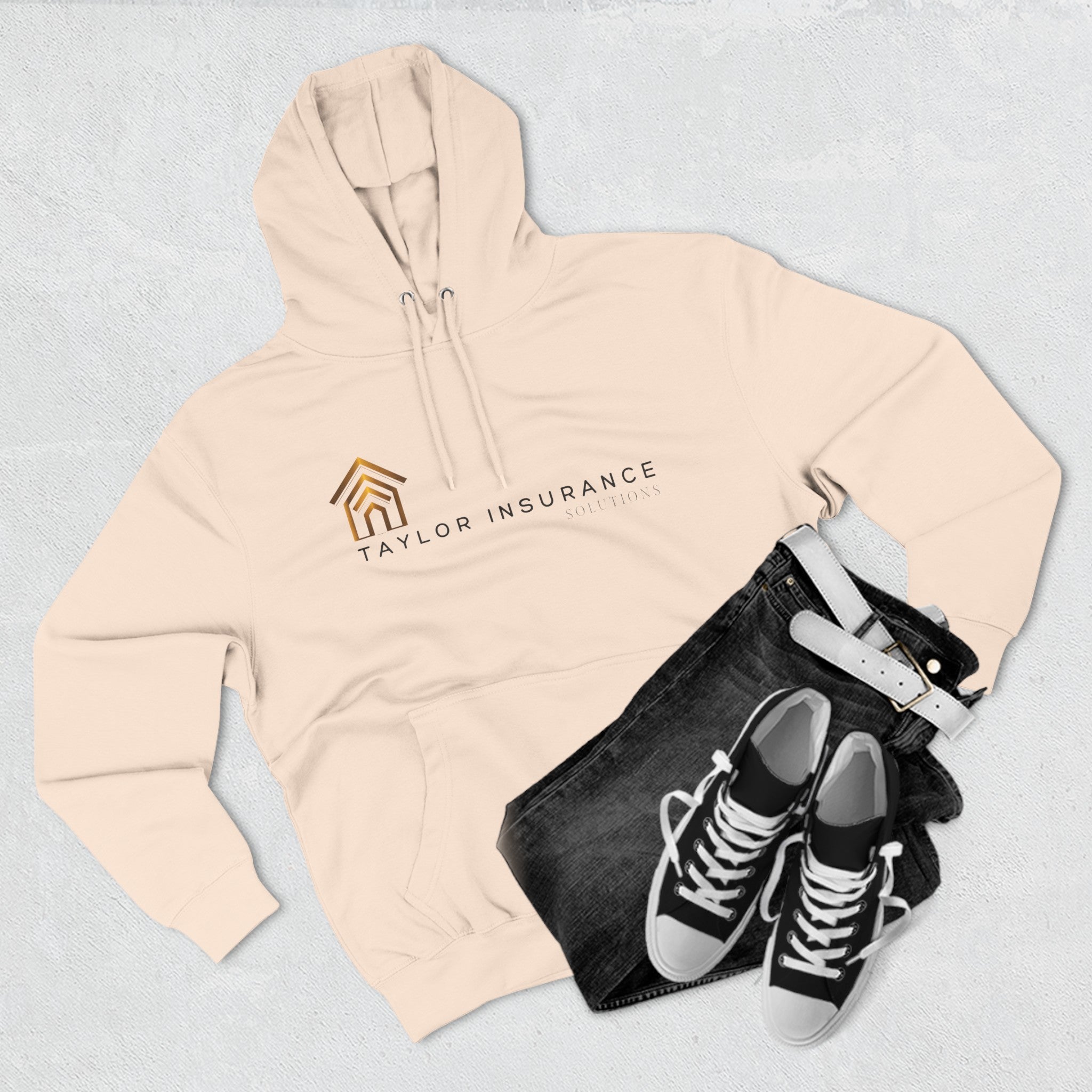 Three-Panel Fleece Hoodie Black Logo  -  Monette Taylor