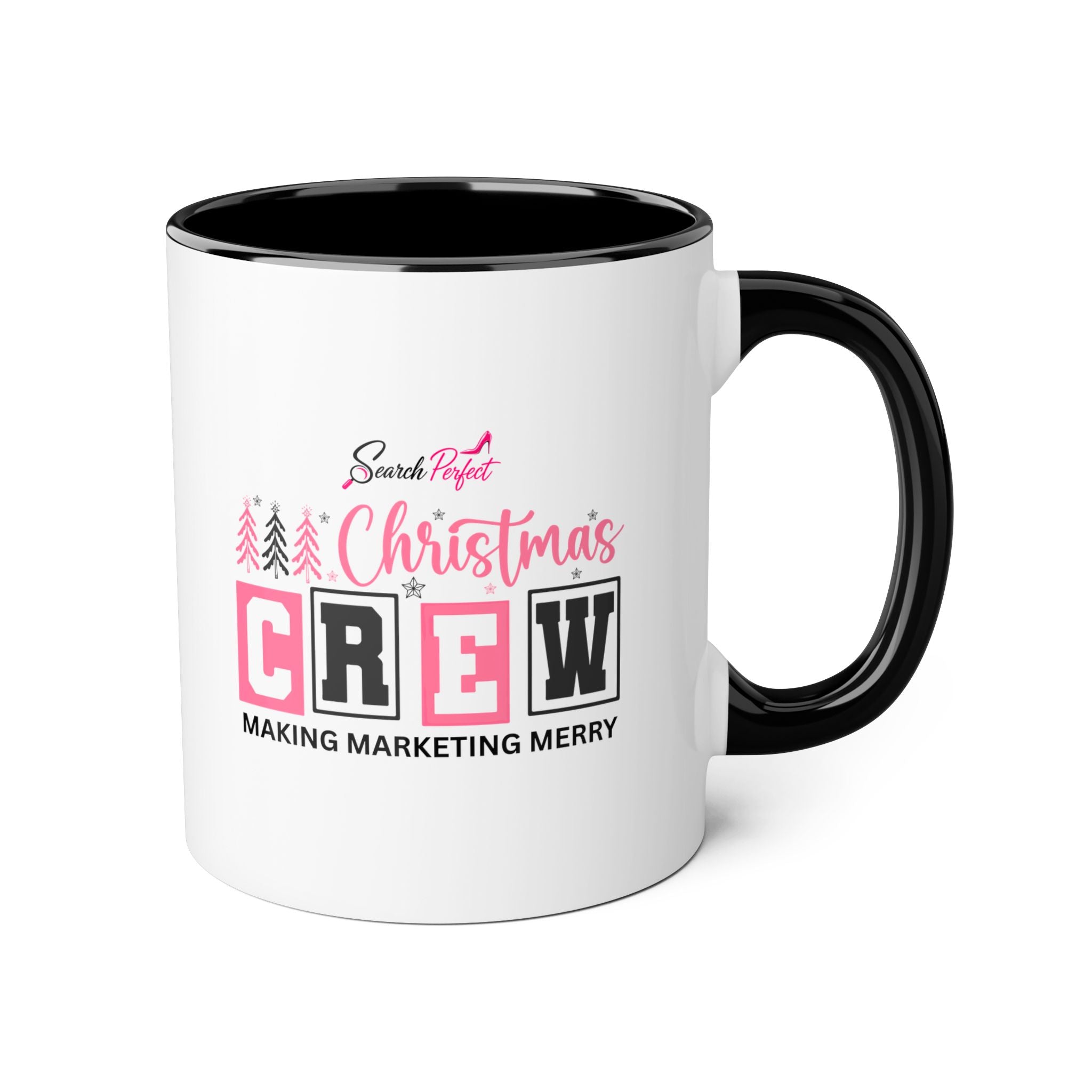 Pink Caricature Portrait Accent Mug — Search Perfect Caricature Christmas