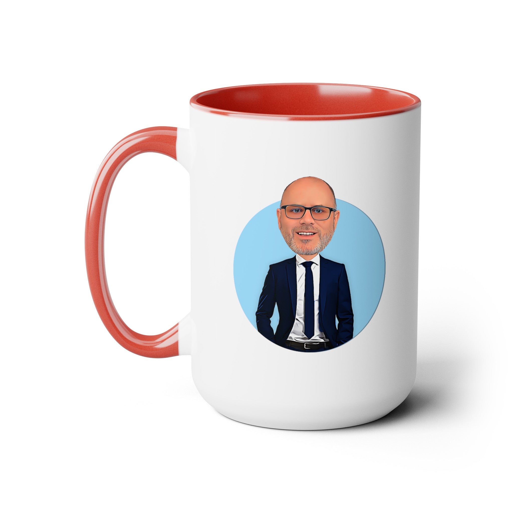 Kevin Purdy Agency  Caricature Two-Tone Coffee Mugs, 15oz - Kevin