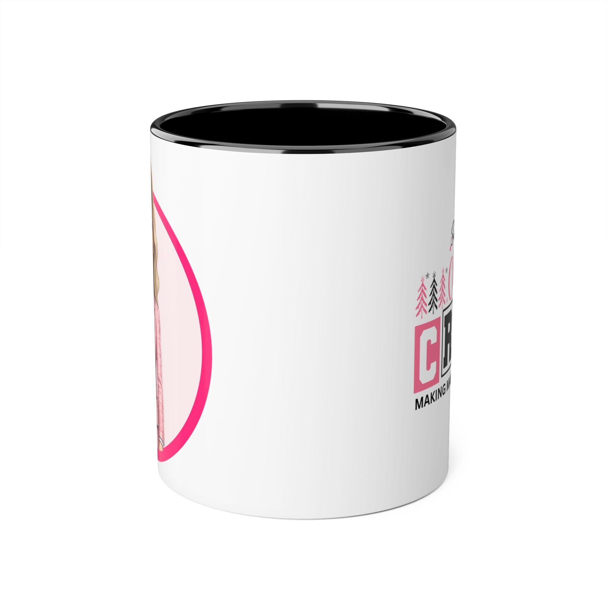 Pink Caricature Portrait Accent Mug — Search Perfect Caricature Christmas