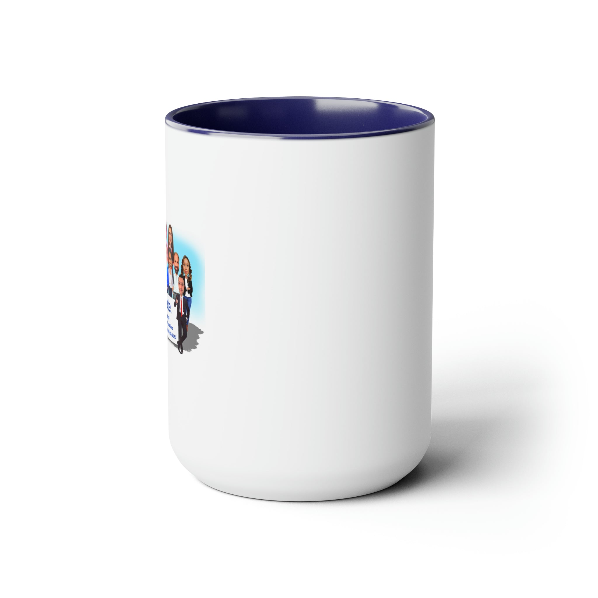 John Tunnell Agency  Caricature Two-Tone Coffee Mugs, 15oz - Team Photo