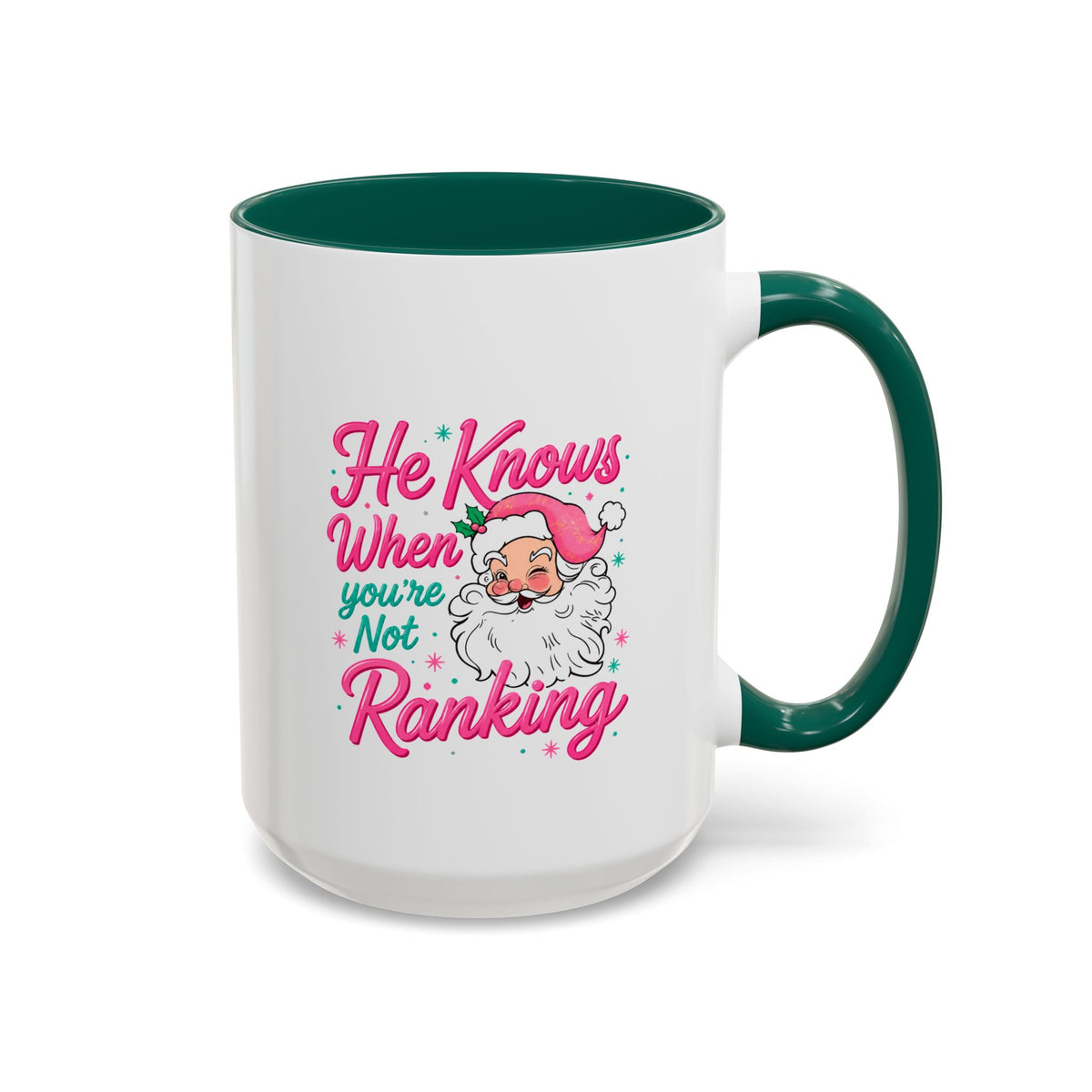 He Knows When You’re Not Ranking Funny Santa Mug with Caricature