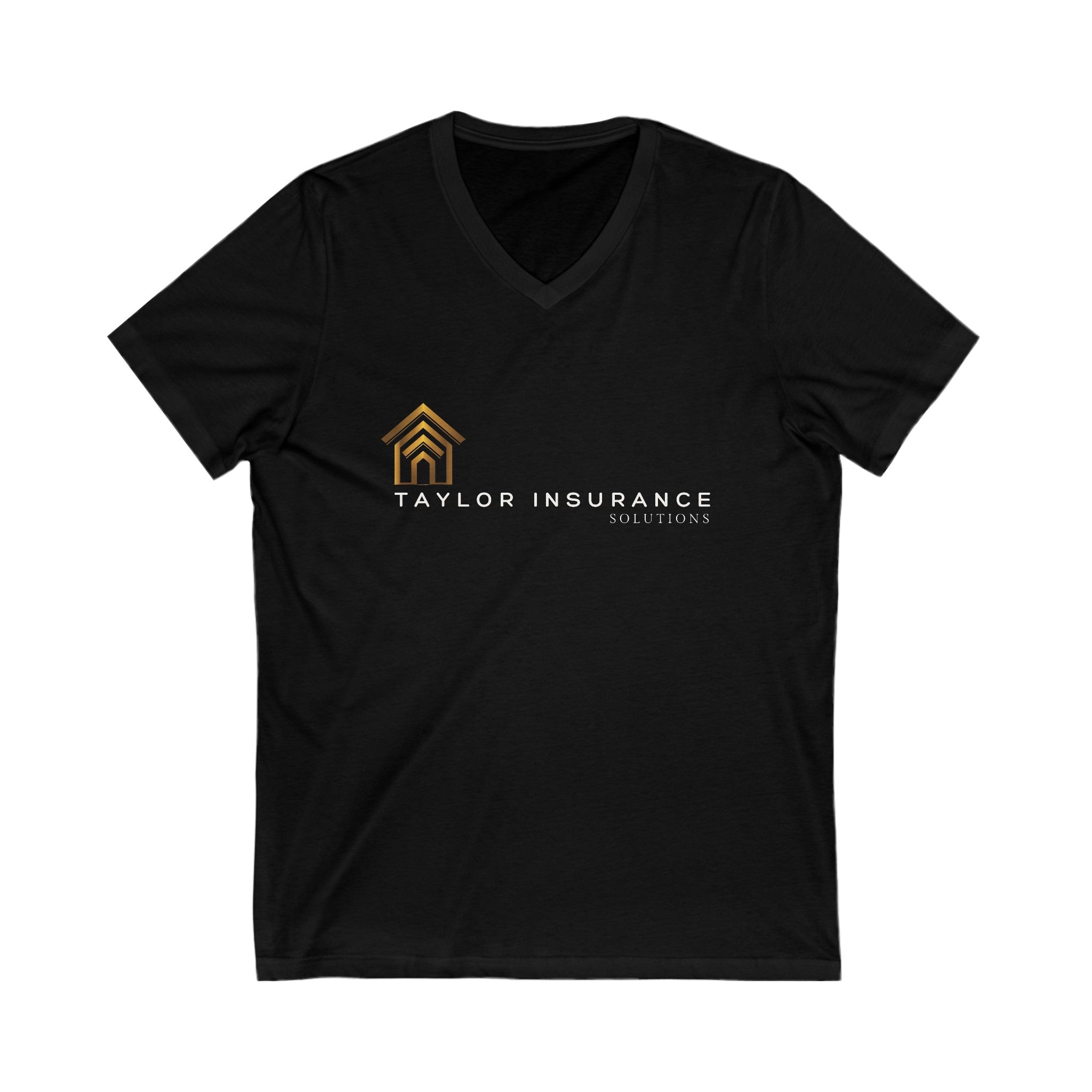 Unisex Jersey Short Sleeve V-Neck Tee White Logo  - Monette Taylor