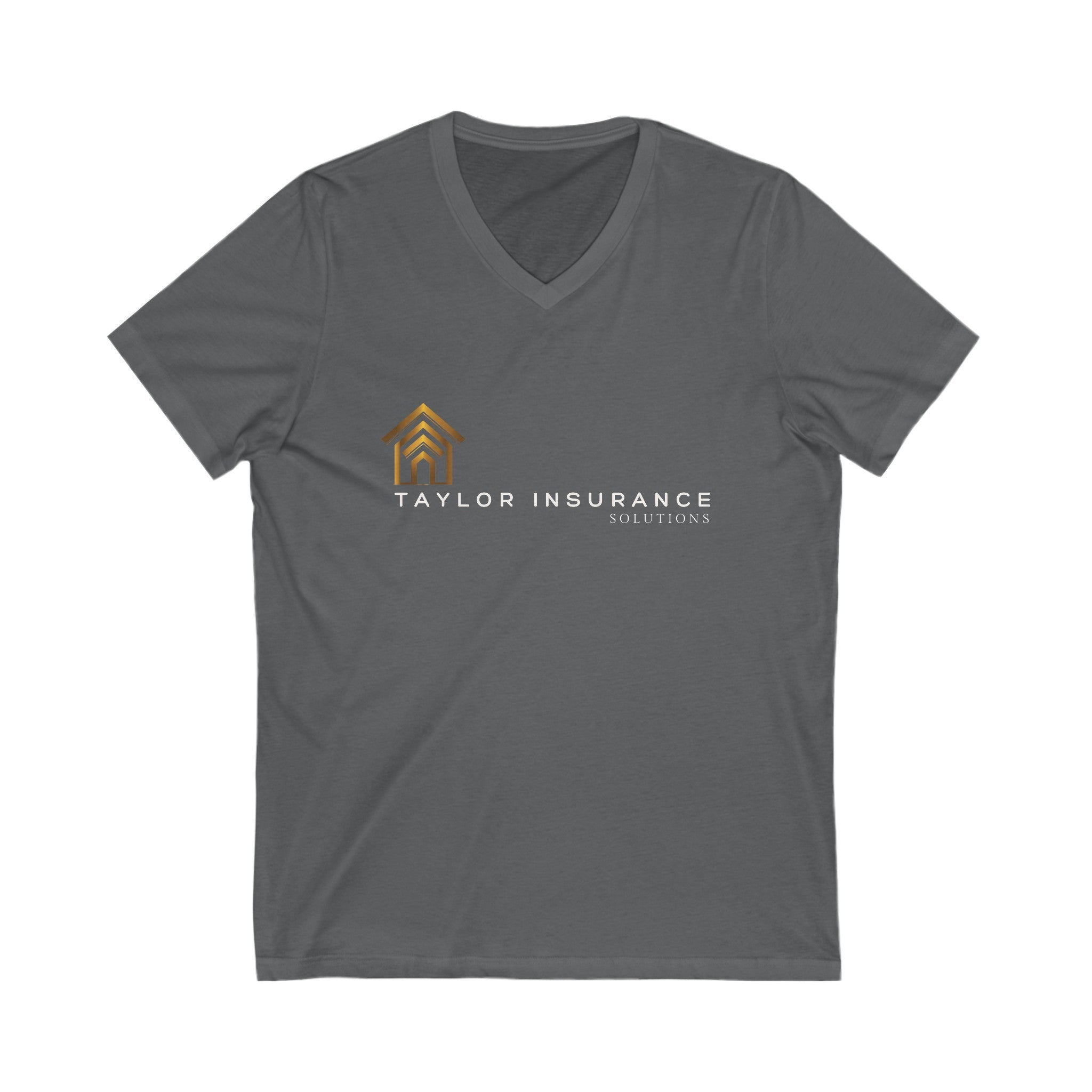 Unisex Jersey Short Sleeve V-Neck Tee White Logo  - Monette Taylor