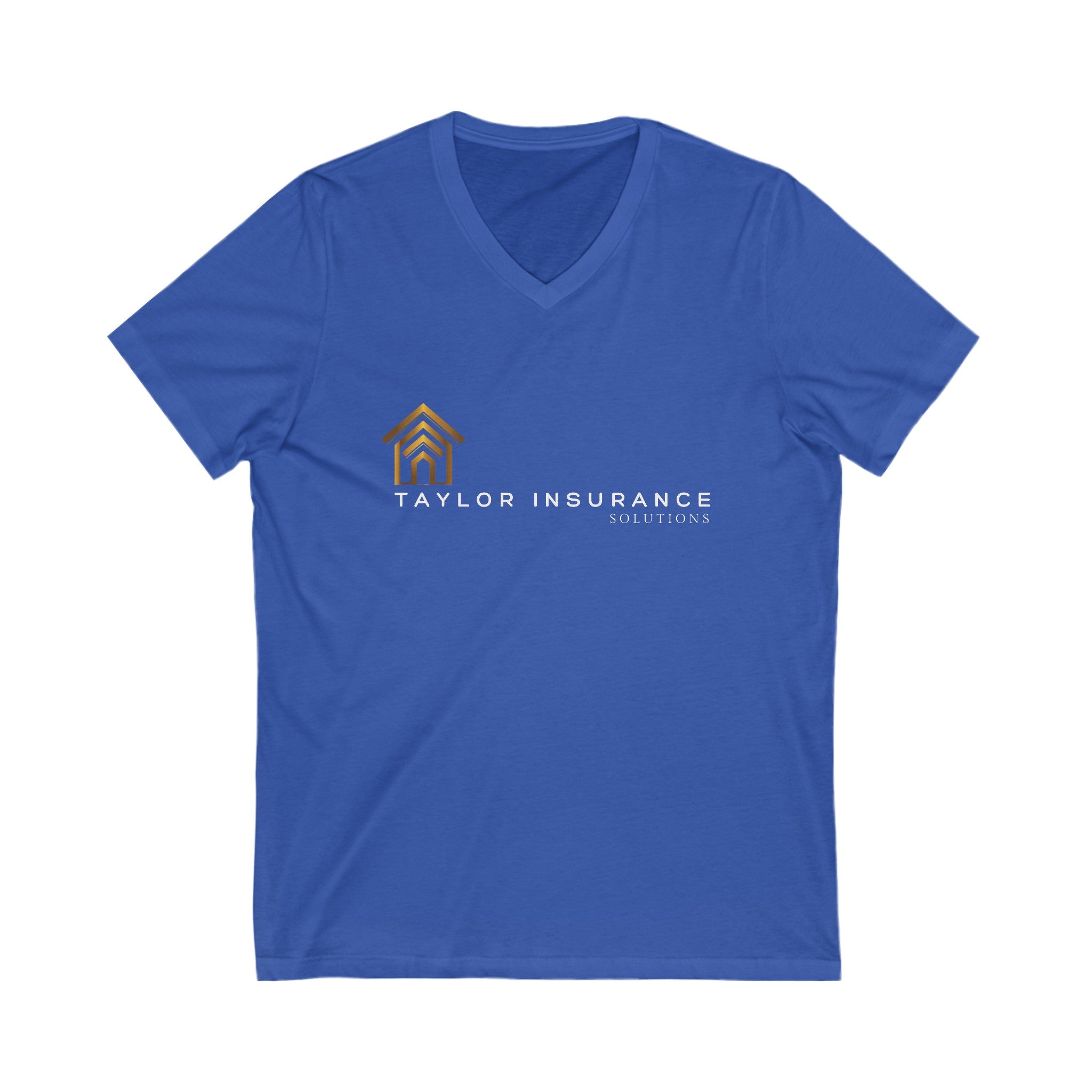 Unisex Jersey Short Sleeve V-Neck Tee White Logo  - Monette Taylor