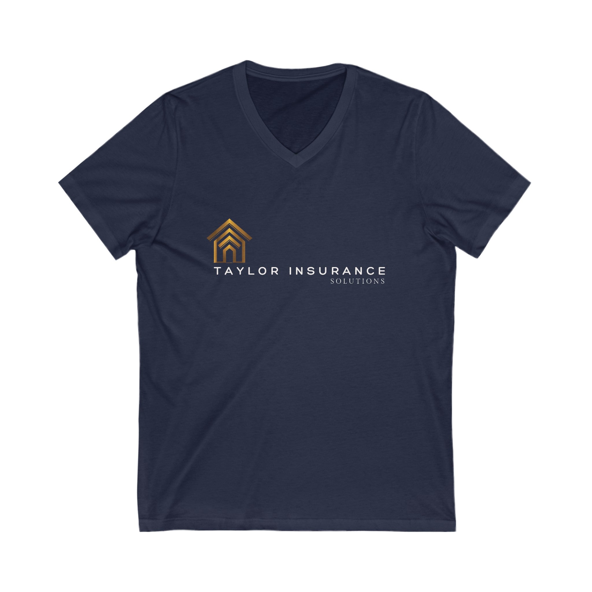 Unisex Jersey Short Sleeve V-Neck Tee White Logo  - Monette Taylor