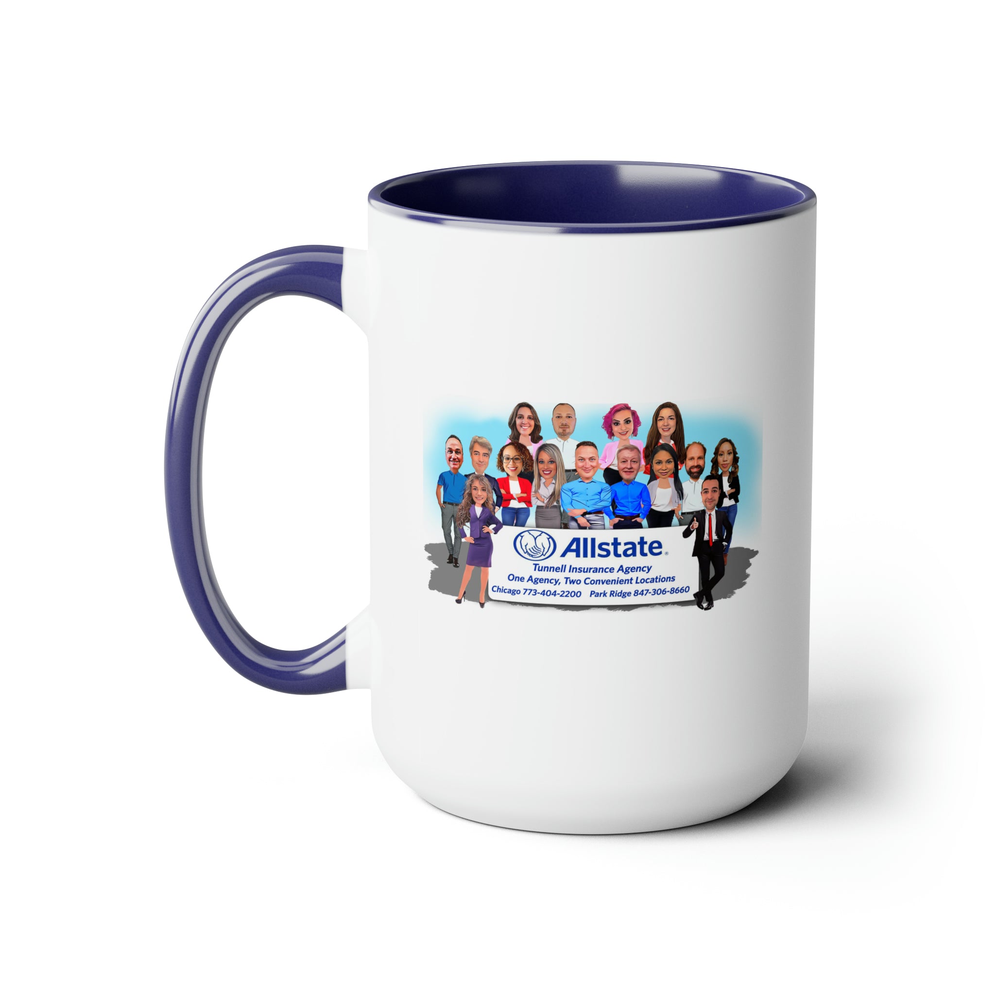 John Tunnell Agency  Caricature Two-Tone Coffee Mugs, 15oz - Team Photo