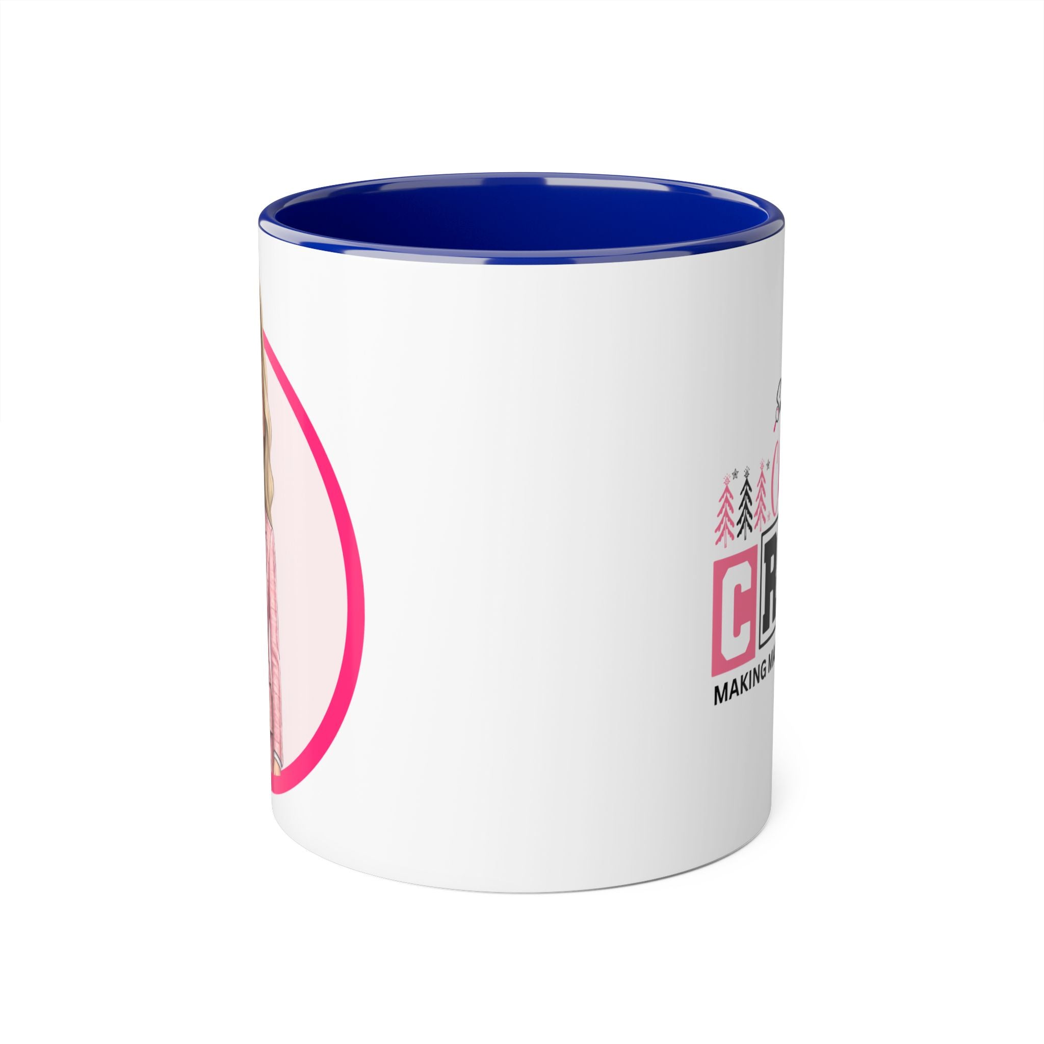 Pink Caricature Portrait Accent Mug — Search Perfect Caricature Christmas