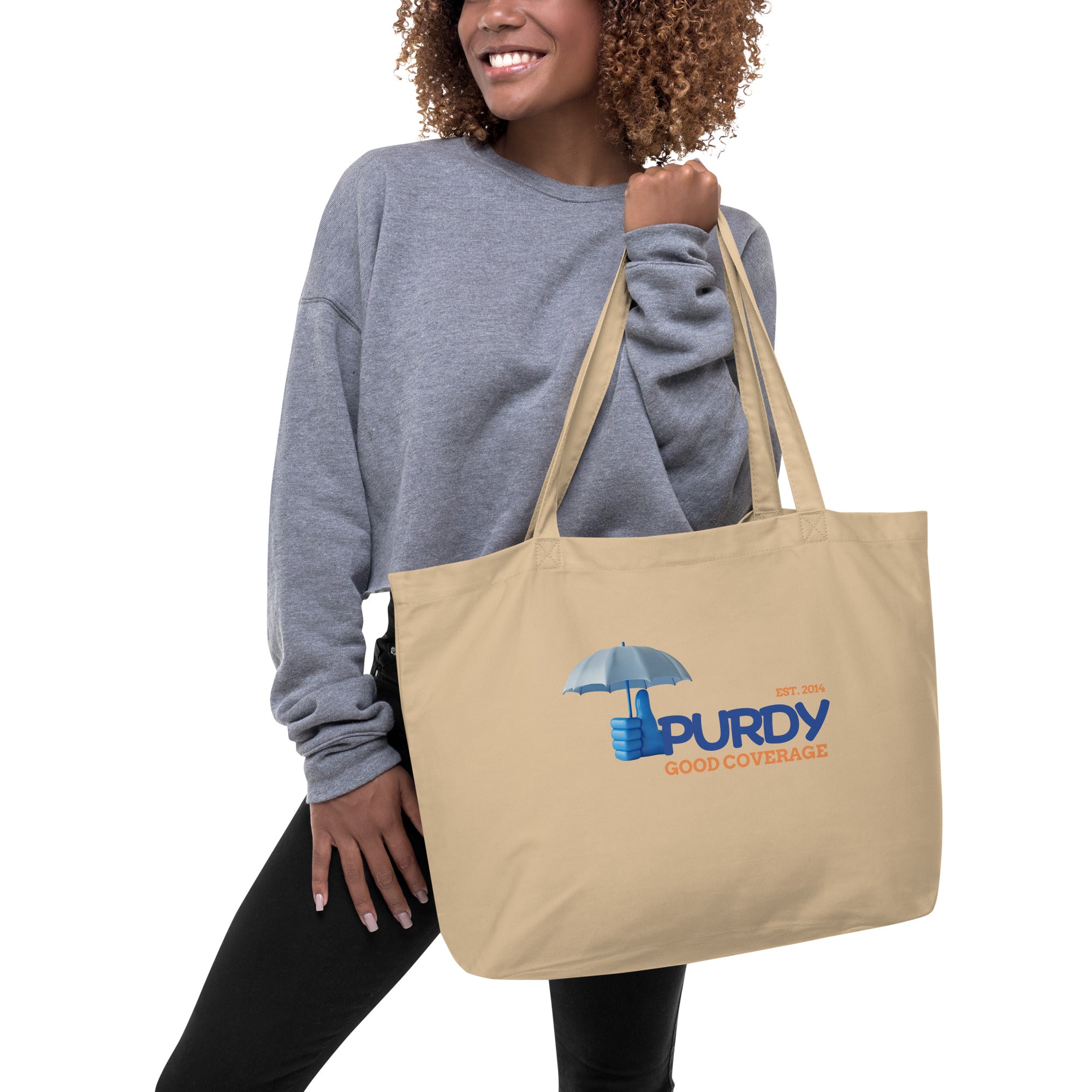 Large organic tote bag - Kevin Purdy Logo