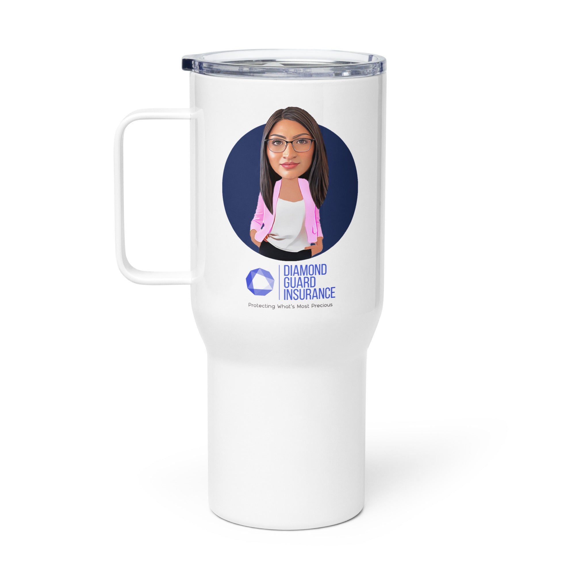 Diamond Guard Travel mug with a handle- Aracely