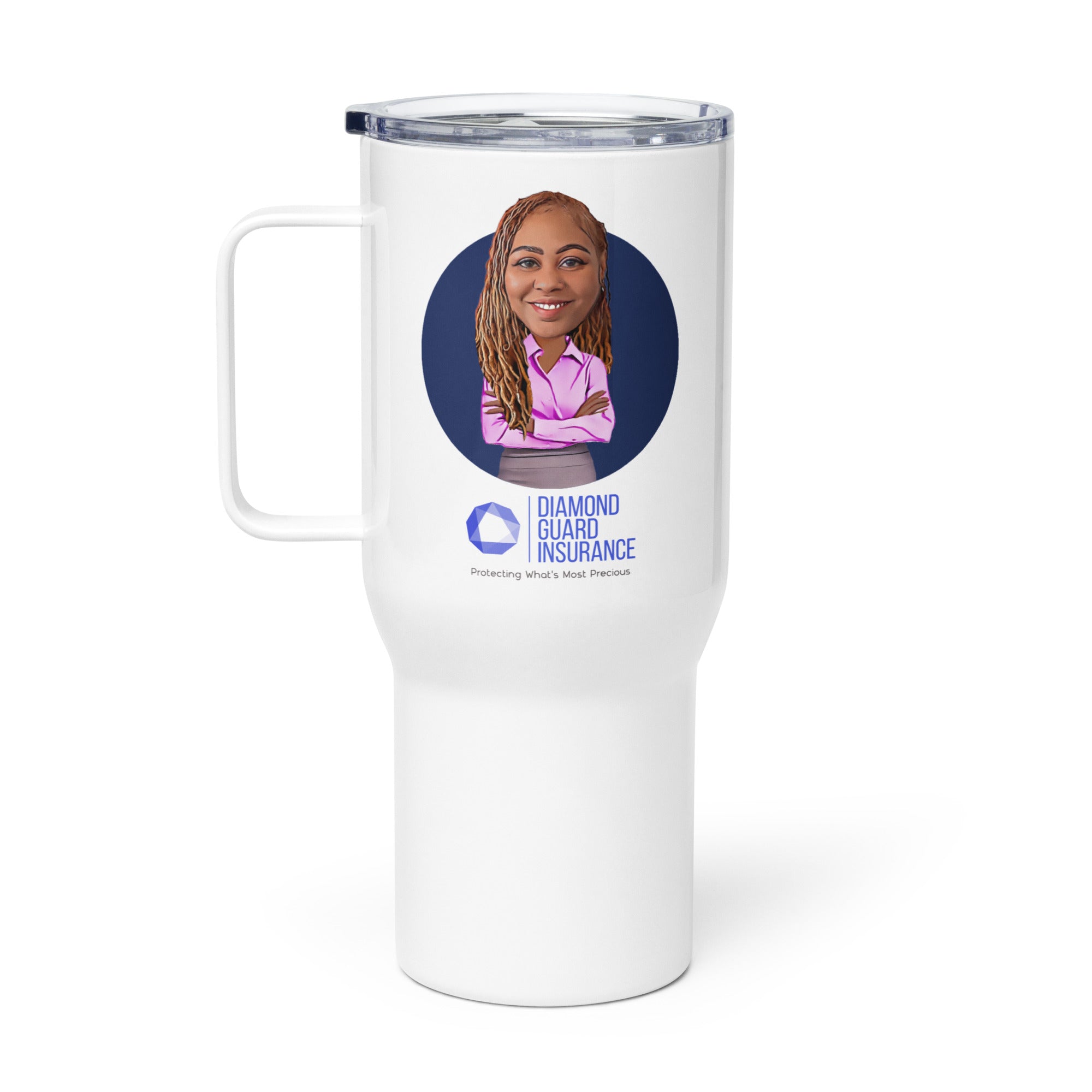 Diamond Guard Travel mug with a handle- Alycia