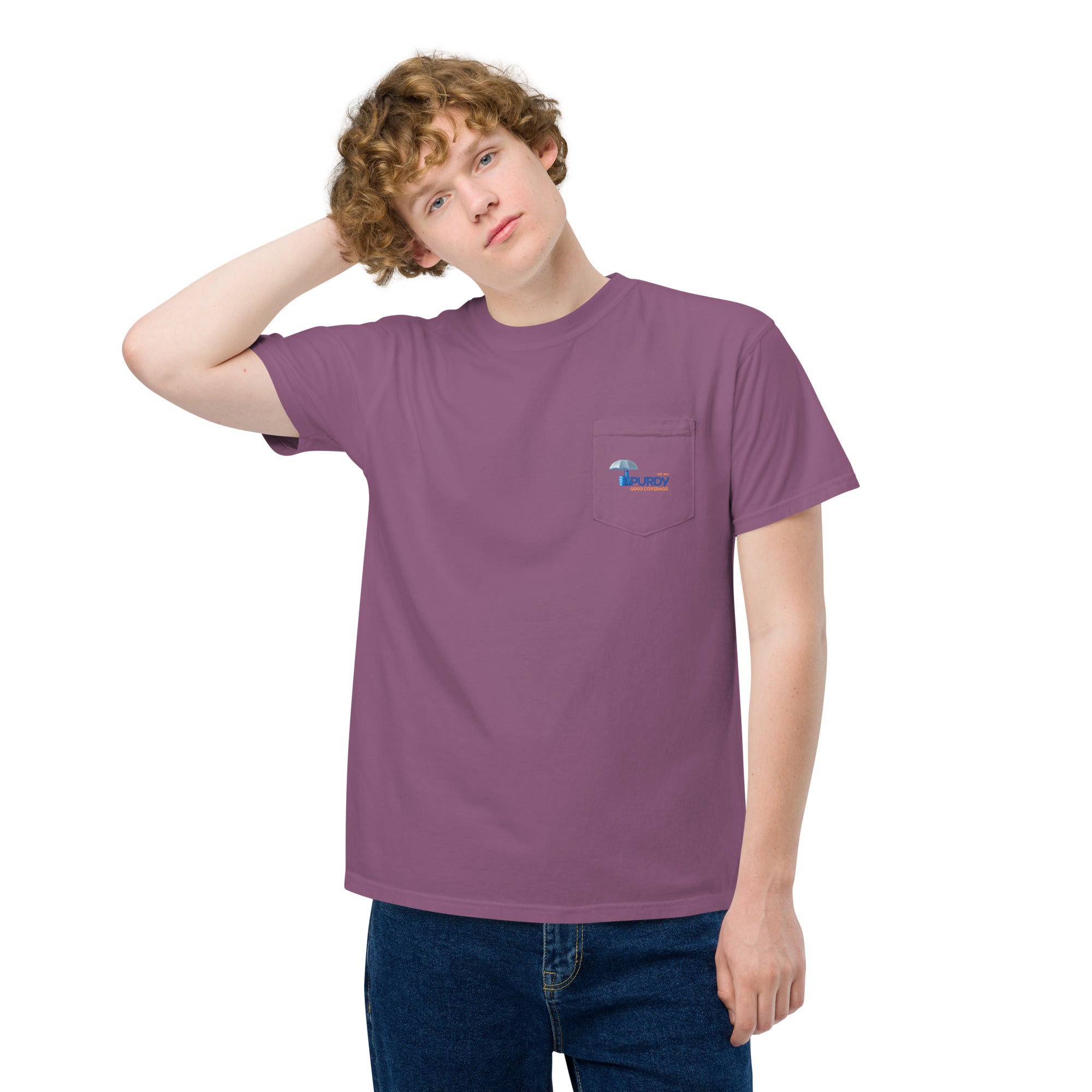 Unisex garment-dyed pocket t-shirt- Kevin Purdy Logo