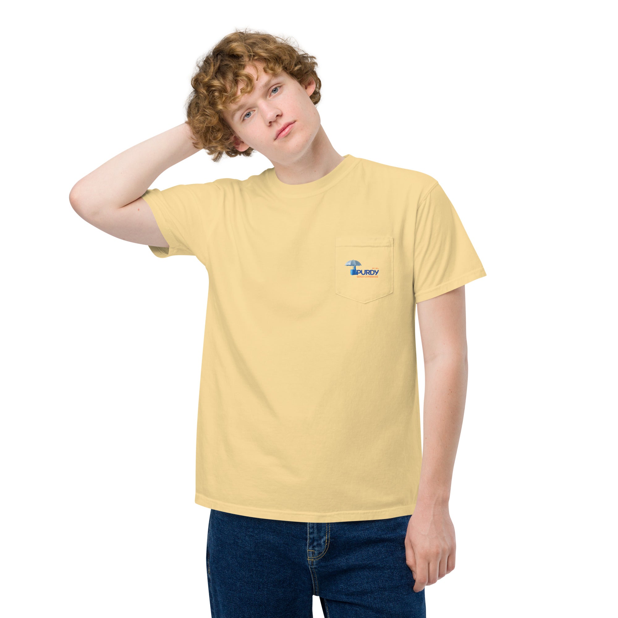 Unisex garment-dyed pocket t-shirt- Kevin Purdy Logo