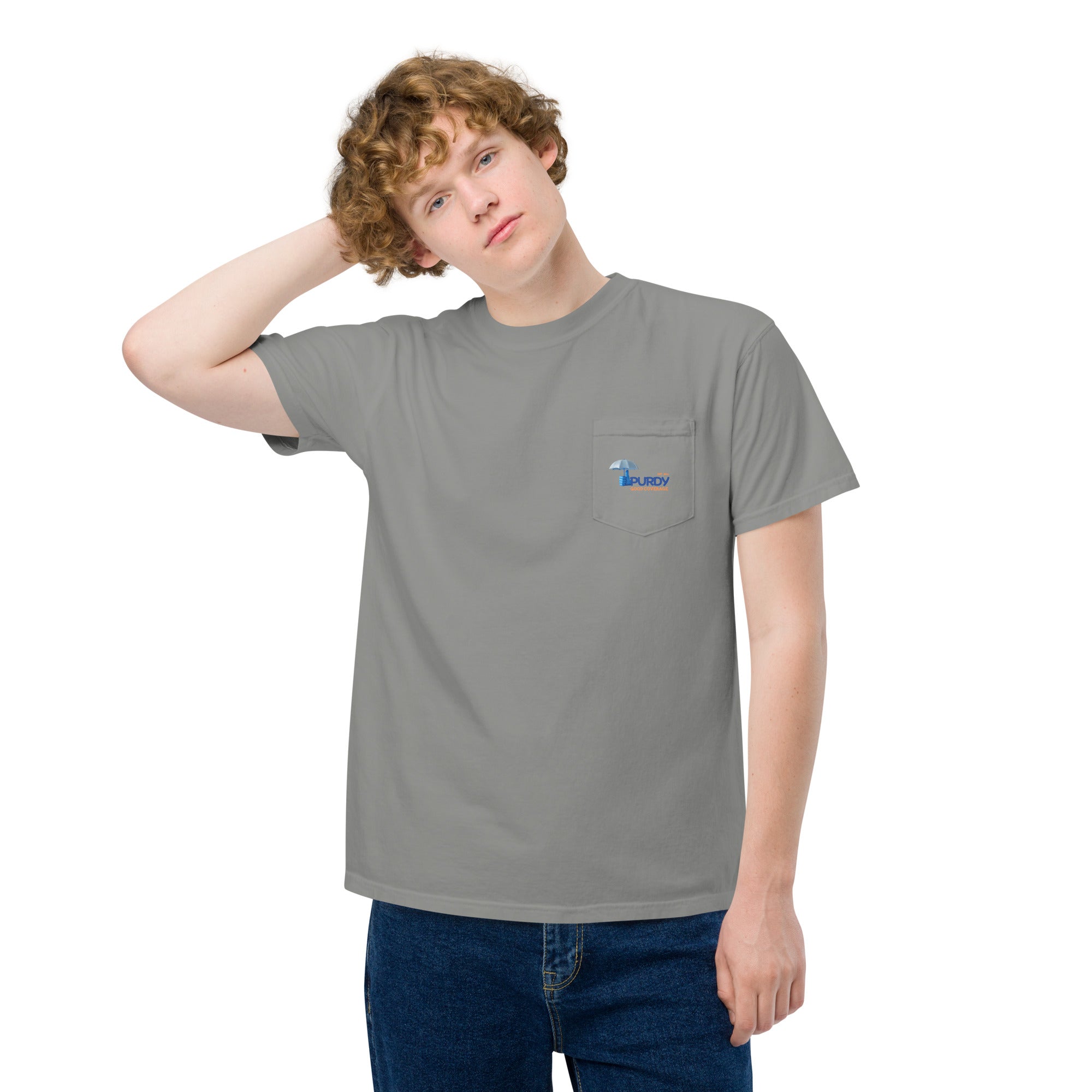 Unisex garment-dyed pocket t-shirt- Kevin Purdy Logo