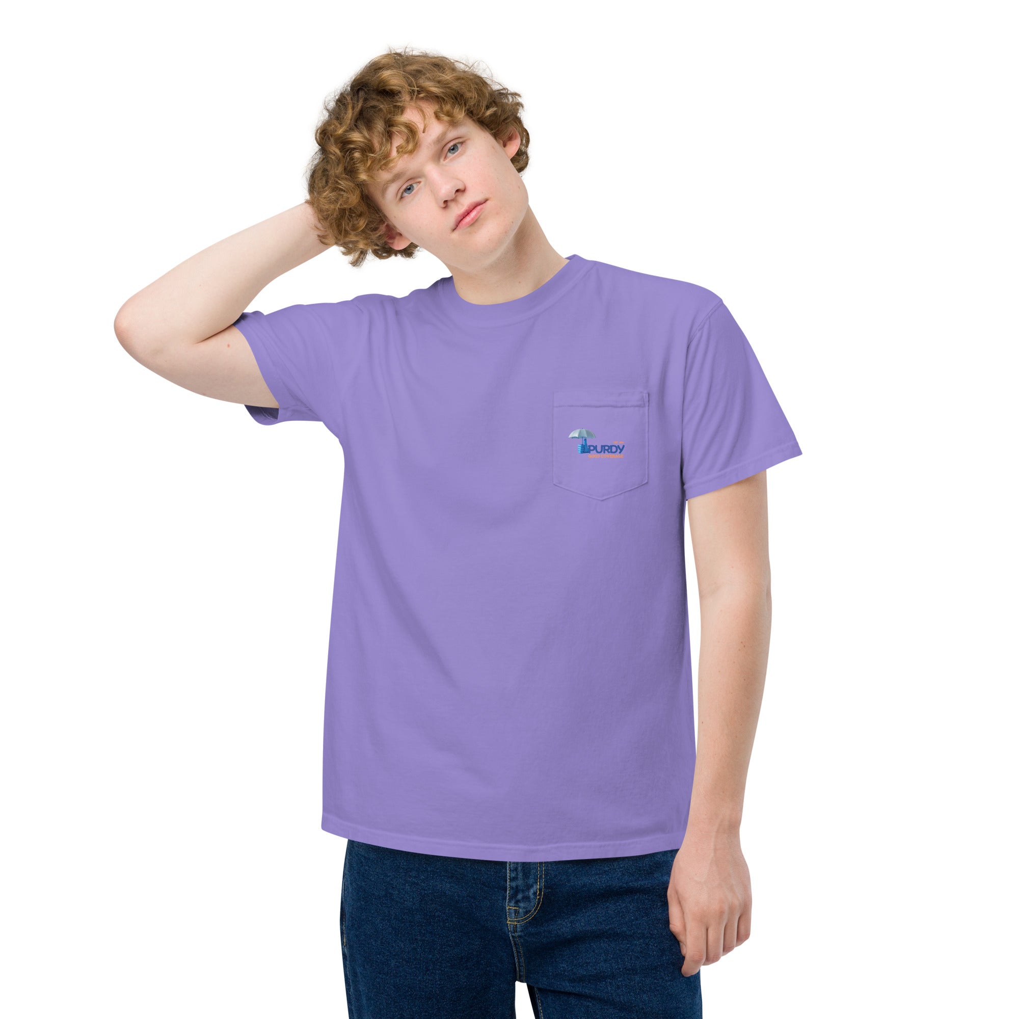 Unisex garment-dyed pocket t-shirt- Kevin Purdy Logo