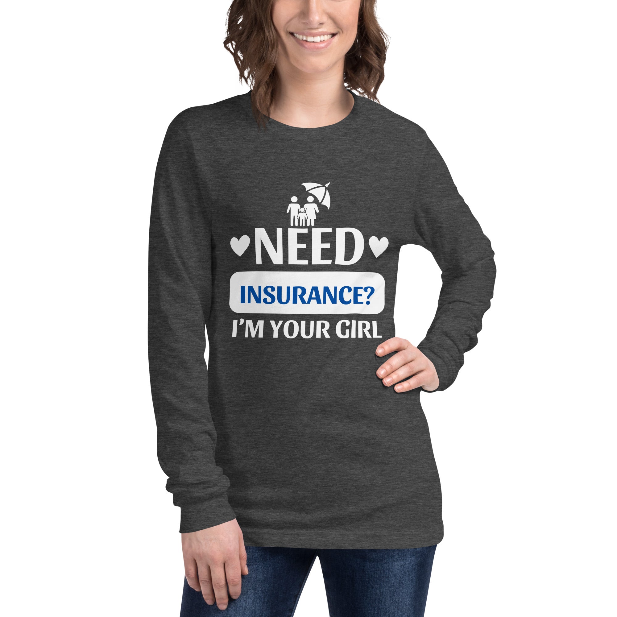 Insurance Agent Line Unisex Long Sleeve Tee - I'm your Girl Blue