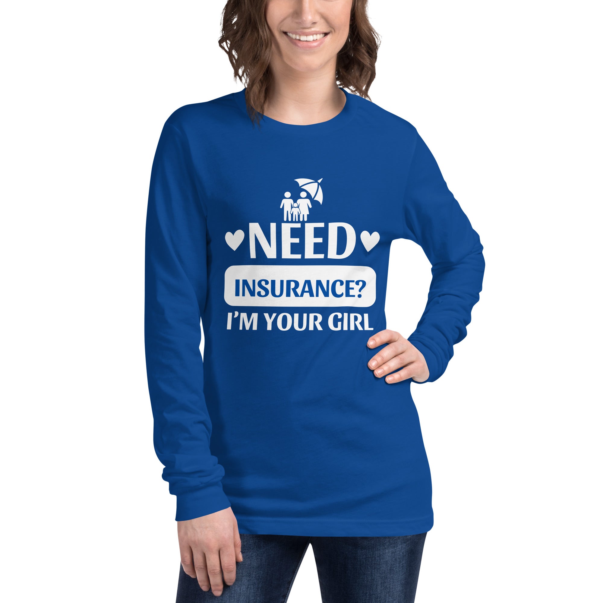 Insurance Agent Line Unisex Long Sleeve Tee - I'm your Girl Blue