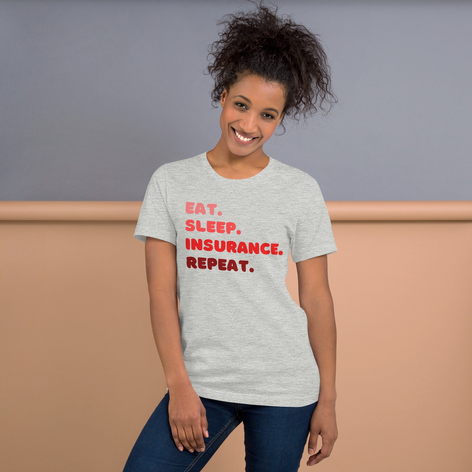 Insurance Agent Line Unisex t-shirt - Eat Sleep Insurance Repeat Red