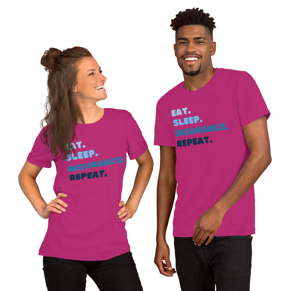 Insurance Agent Line Unisex t-shirt - Eat Sleep Insurance Repeat Blue