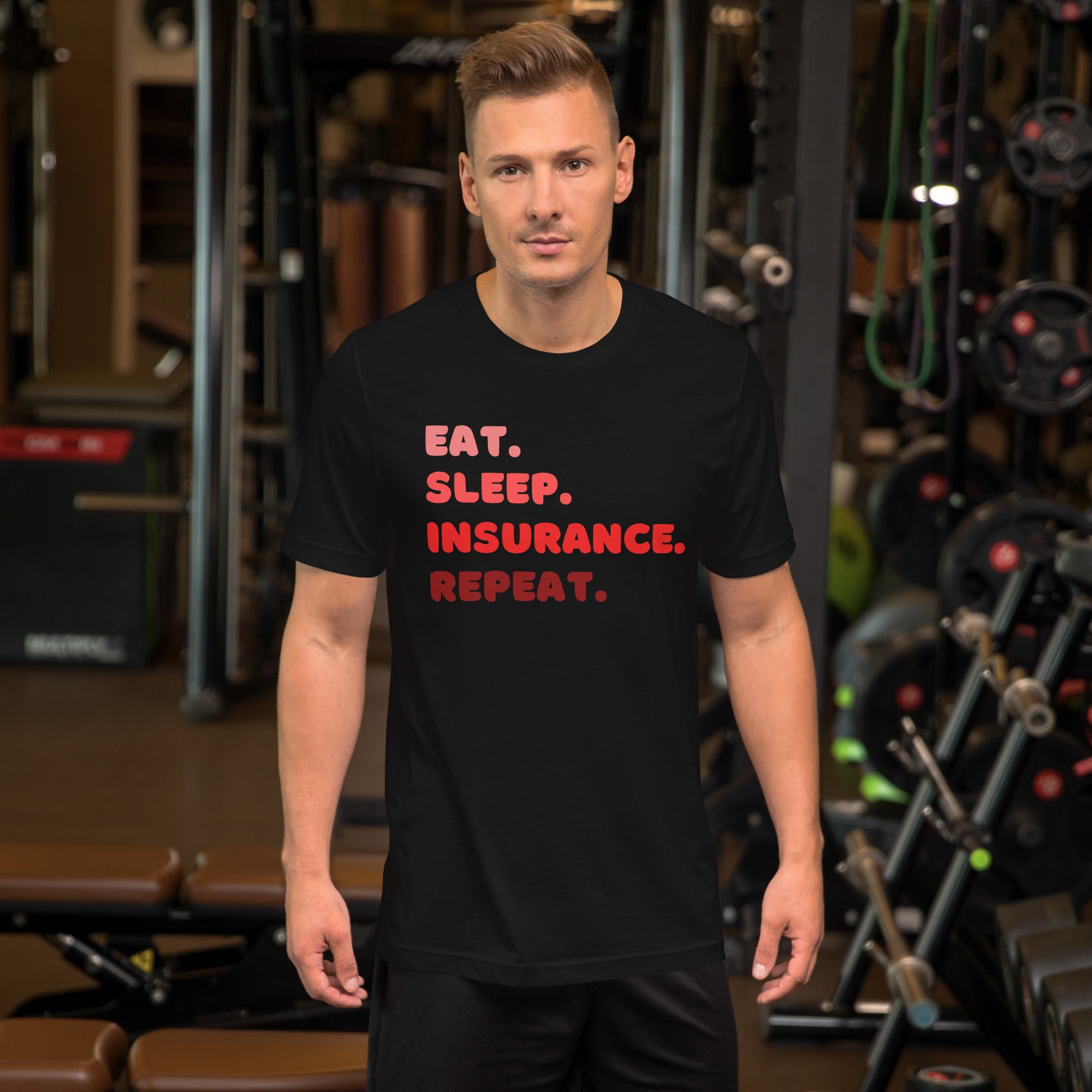 Insurance Agent Line Unisex t-shirt - Eat Sleep Insurance Repeat Red