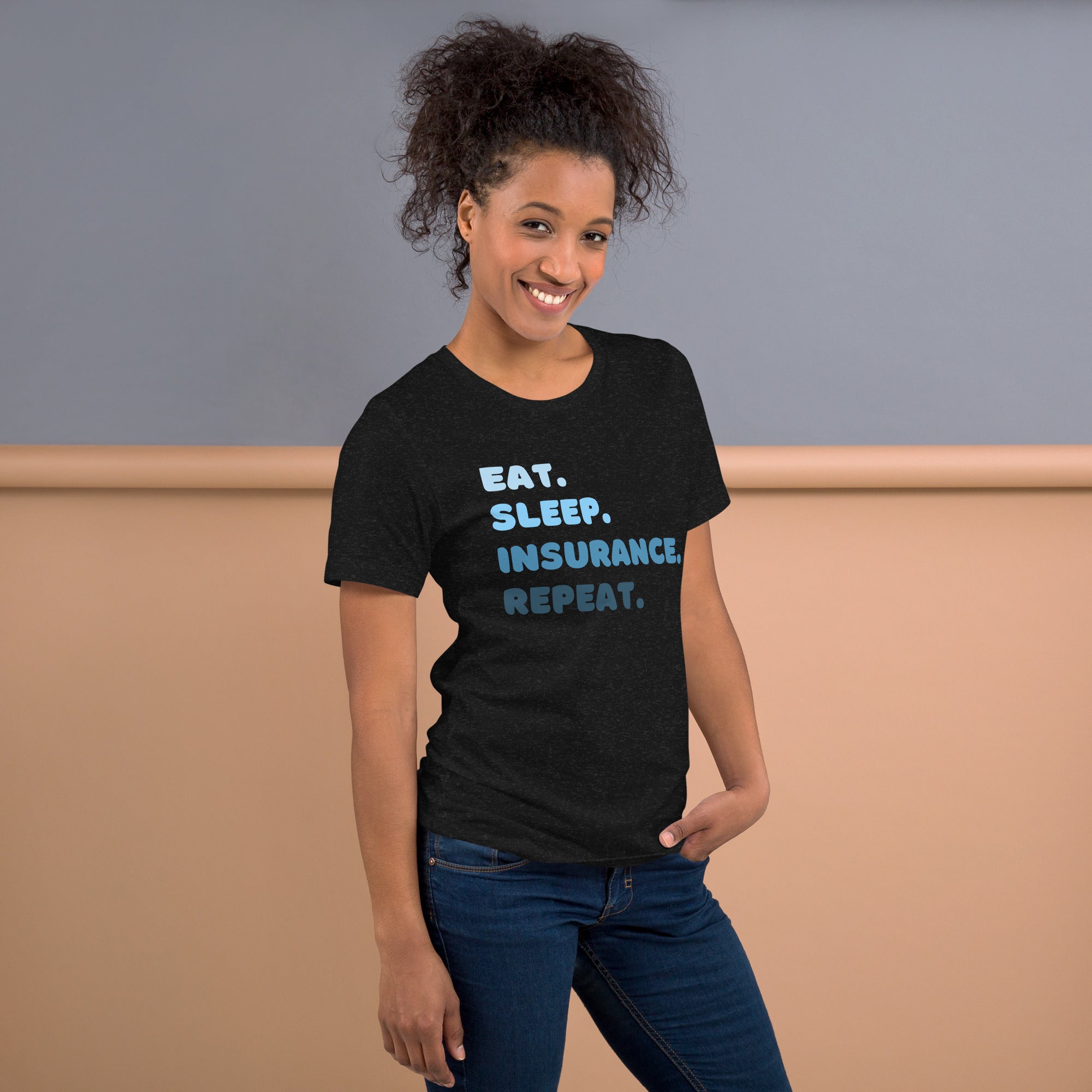 Insurance Agent Line Unisex t-shirt - Eat Sleep Insurance Repeat Blue