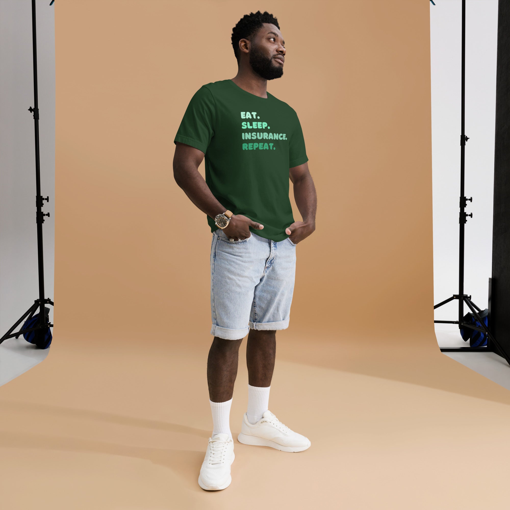 Insurance Agent Line Unisex t-shirt -Eat Sleep Insurance Repeat Green