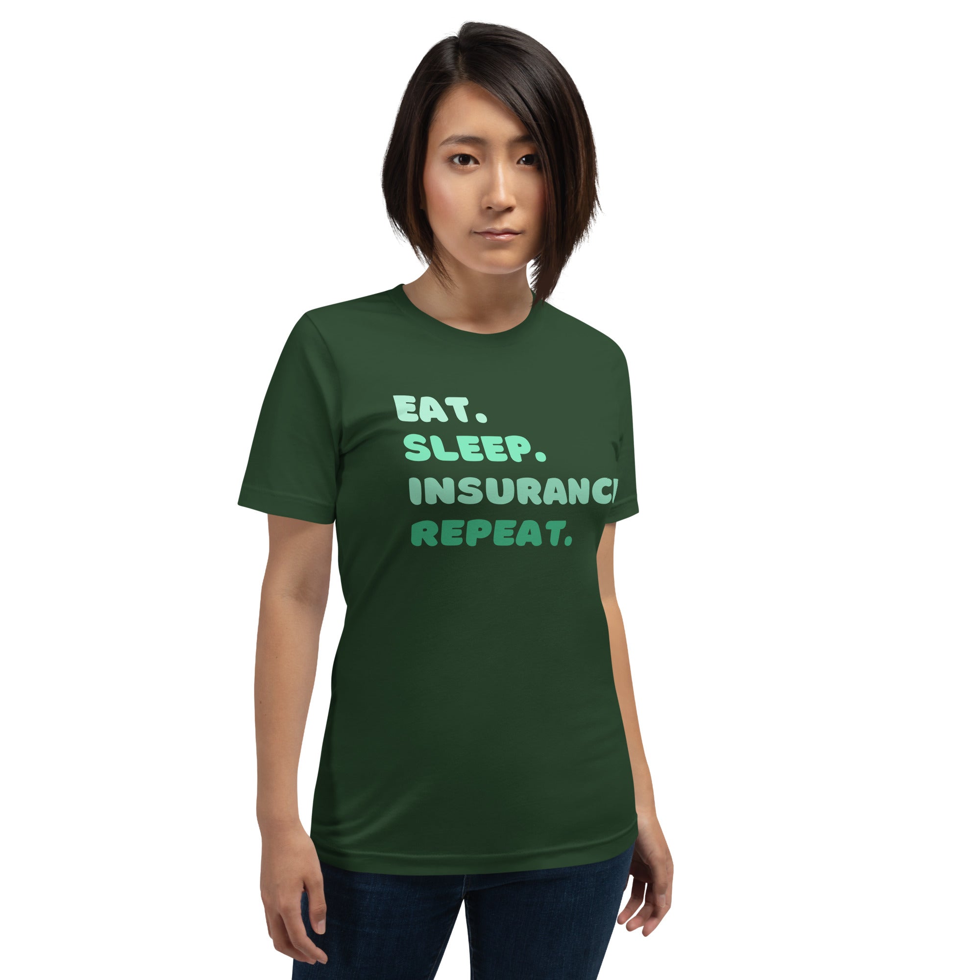 Insurance Agent Line Unisex t-shirt -Eat Sleep Insurance Repeat Green