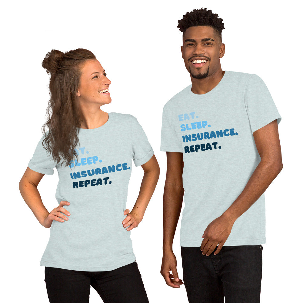 Insurance Agent Line Unisex t-shirt - Eat Sleep Insurance Repeat Blue