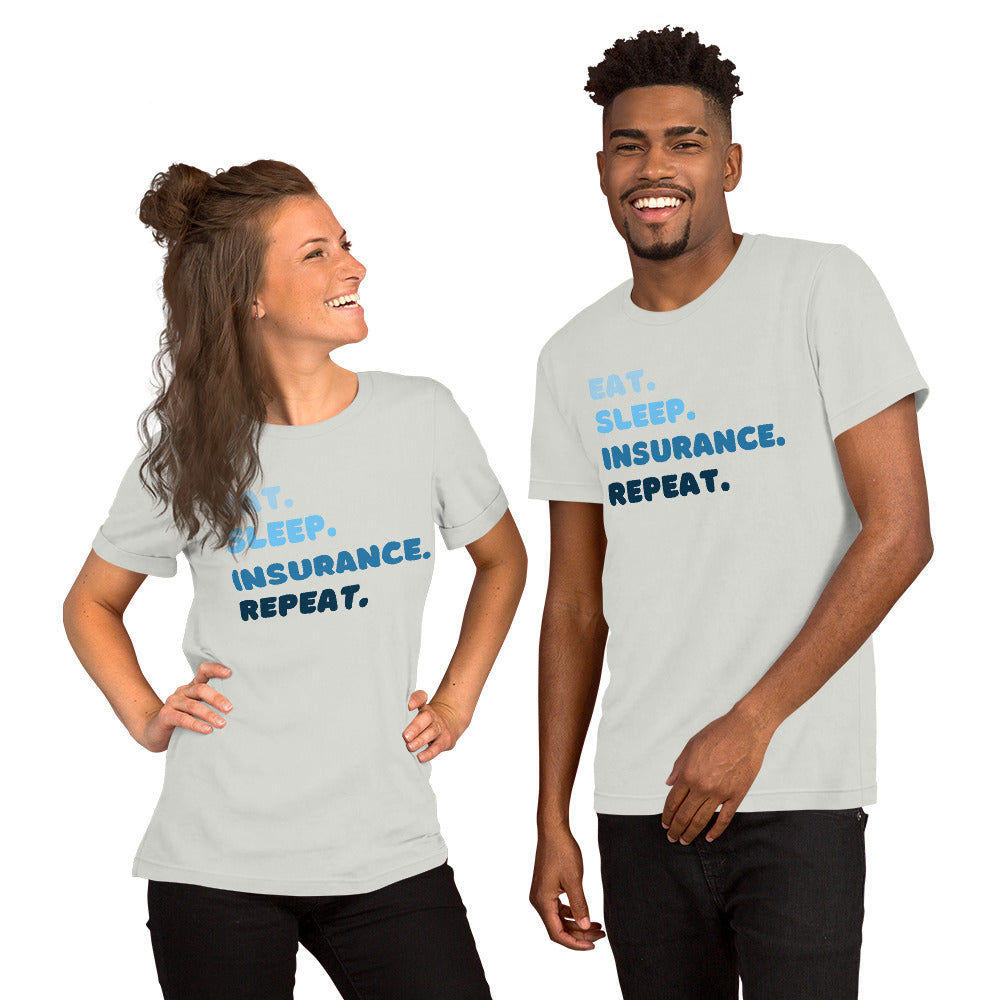 Insurance Agent Line Unisex t-shirt - Eat Sleep Insurance Repeat Blue